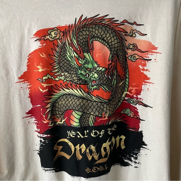 Crazy Shirts Dragon Graphic Print Long Sleeve Tee Tshirt Coconut Dyed XL Y2K - Picture 2 of 10